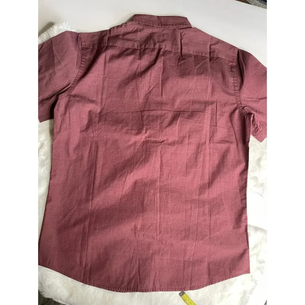 Banana Republic Slim Fit Short Sleeve Button Down Shirt Medium Red Burgundy M